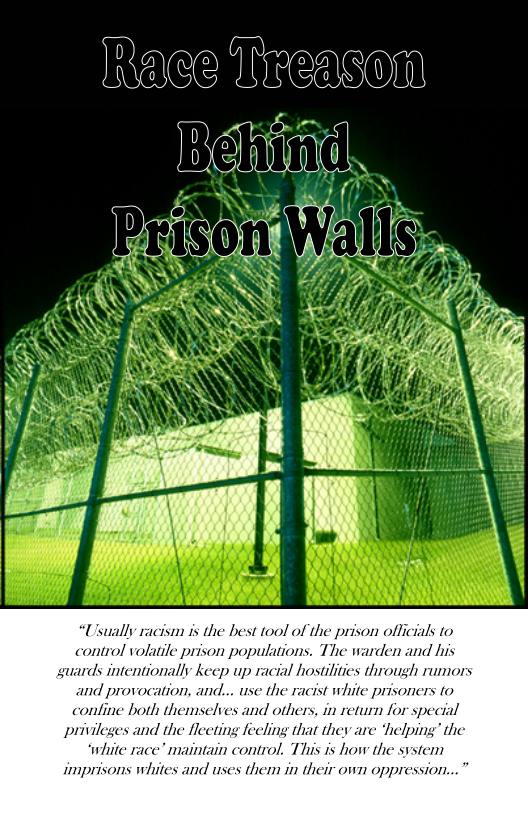 Raceplireason  “Usually racism is the best tool of the prison officials to control volatle prison populations. The warden and his suards intentionally keep up racial hostlitics through rumors  and provocation, and... use the racist white prisoncrs (o confine both themselves and others, in return for special privileges and the flecting fecling that they are *hel  ‘white race” maintain control. This is how the system  imprisons whites and uses ( their own oppression..”  